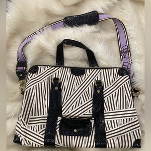 Henri Bendel Classic Striped Laptop Brief/Tote